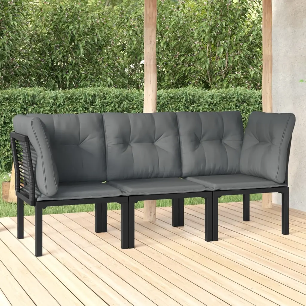 Ensemble de jardin modulable 3 pcs résine tressée pour terrasse Noir – ComfortXL Outdoor Living