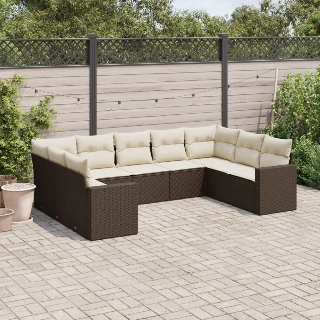 Ensemble de jardin 9 places en résine tressée marron avec coffres de rangement intégrés – ComfortXL Outdoor Living