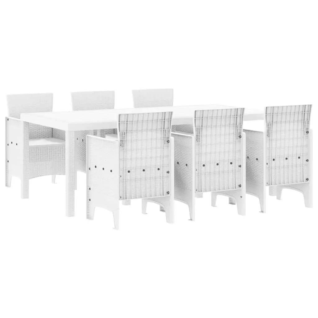 Ensemble de salle à manger pour jardin 7 pcs | Mobilier d’extérieur Blanc Maison Chic