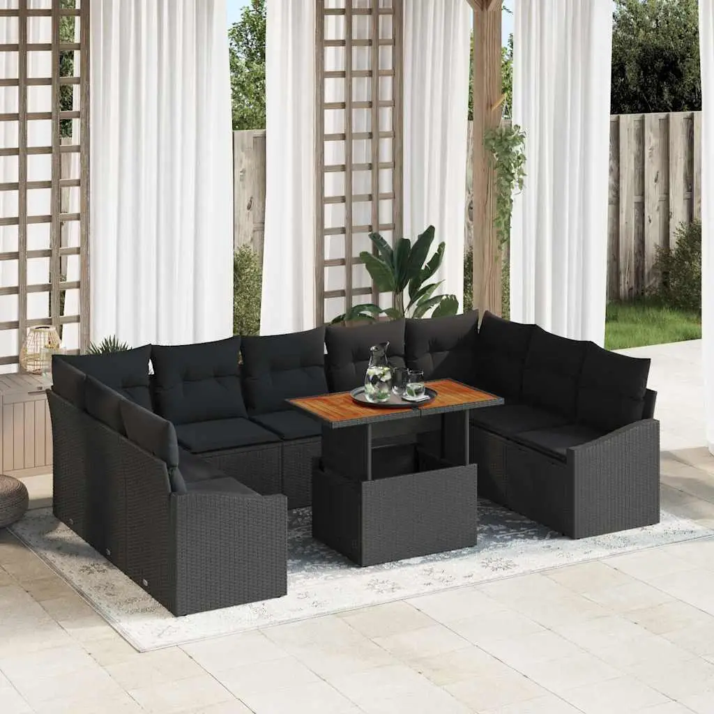 Ensemble Canapé de Jardin 9 Places avec Rangement Modulable Terrasse Noir – ComfortXL Outdoor Living