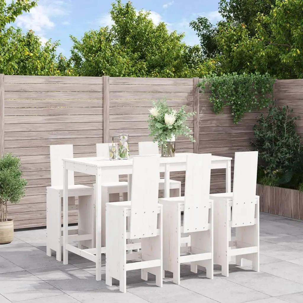 Ensemble de bar de jardin 7 pcs blanc bois de pin massif vidaXL 3157782