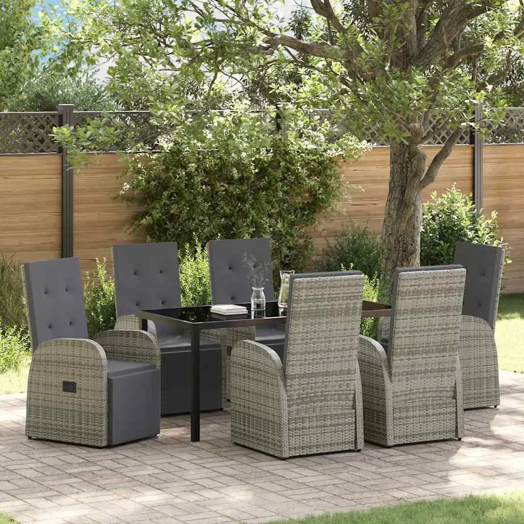 Ensemble de salle à manger pour jardin 7 pcs Gris polyrotin vidaXL 3379489