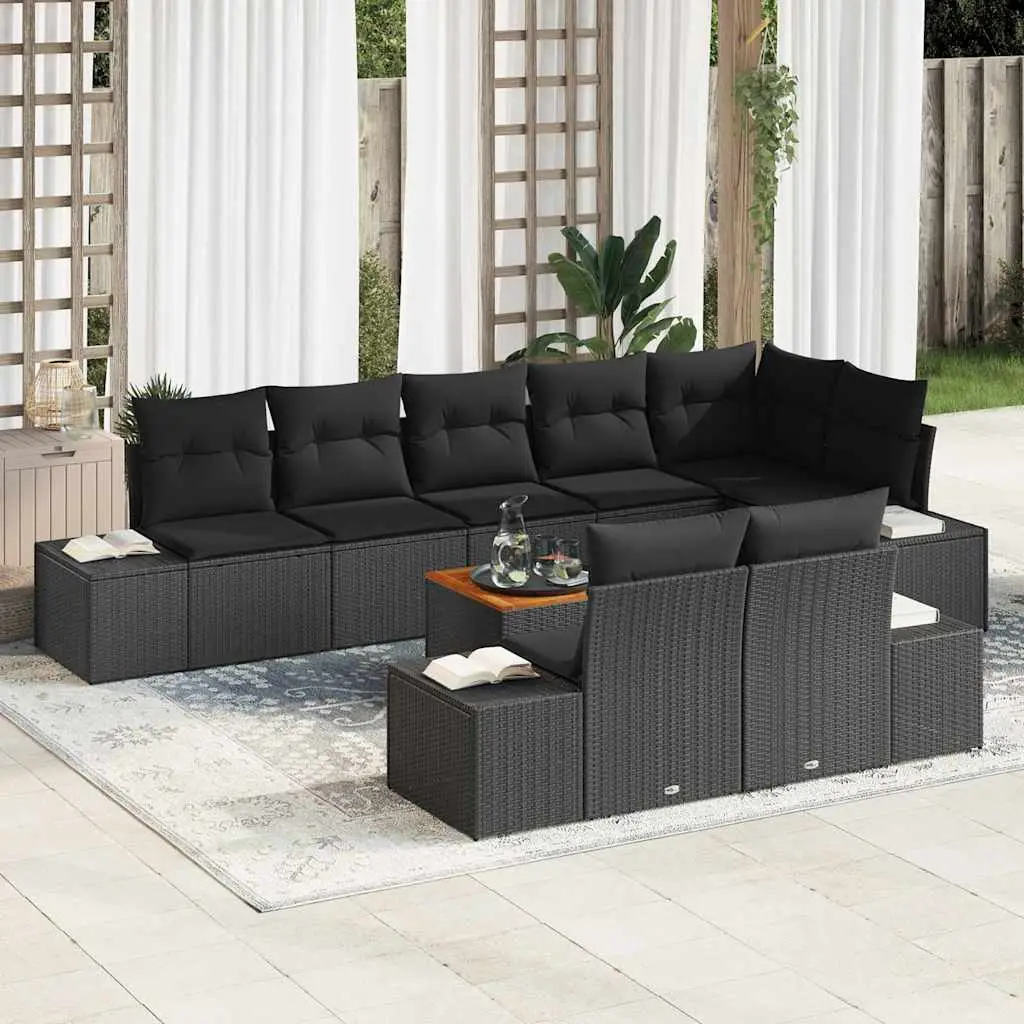 Ensemble de canapé de jardin avec stockage 9 pcs Noir vidaXL 3356644