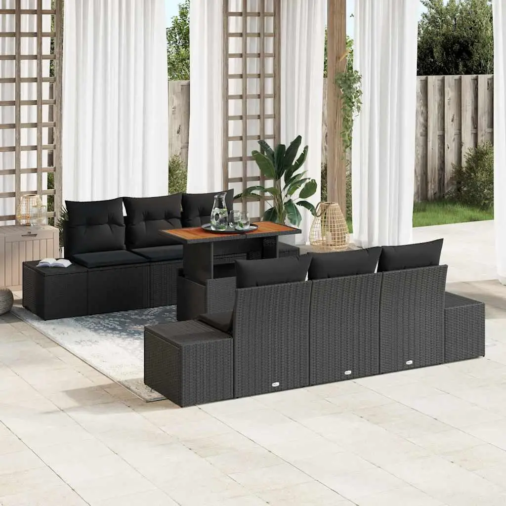 Ensemble de salle à manger pour jardin 7 pcs Noir et Marron vidaXL 3349911