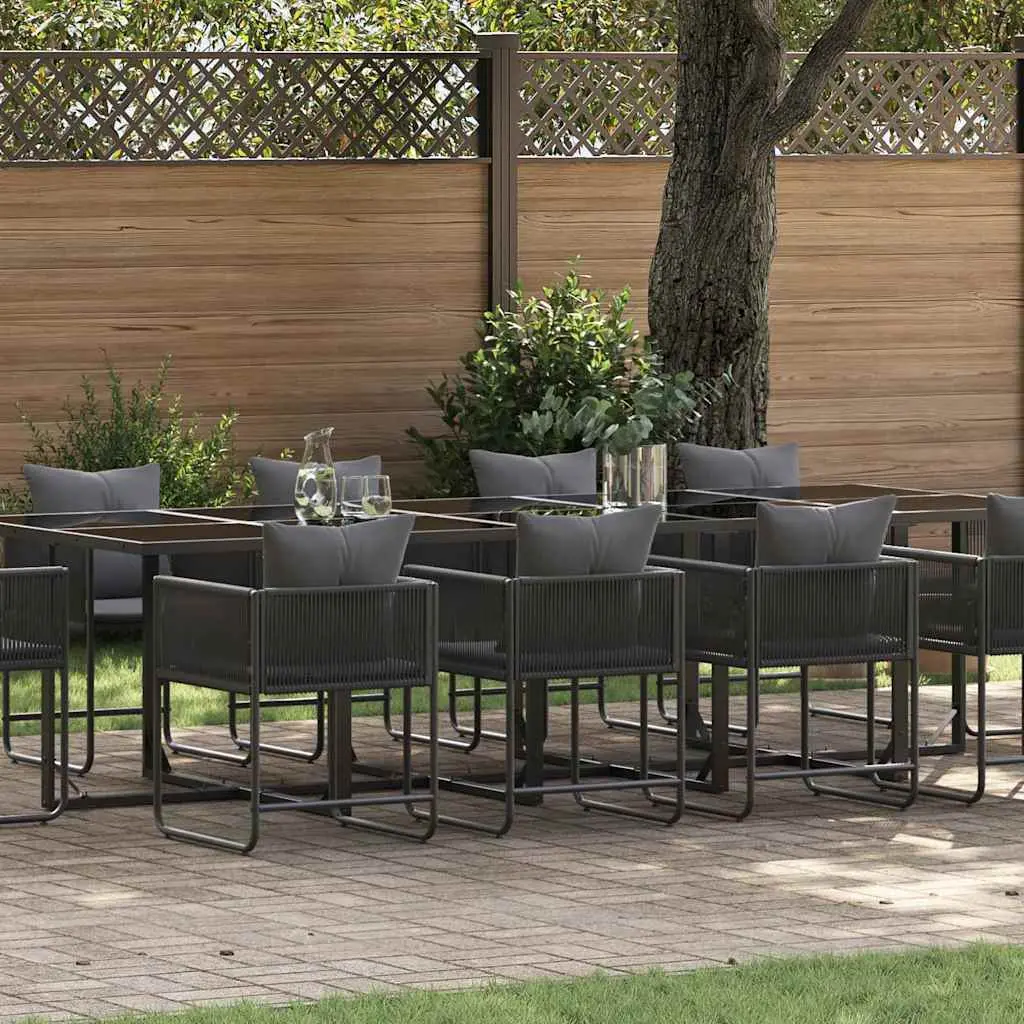 Ensemble de salle à manger pour jardin 11 pcs Noir Acier vidaXL 3335876