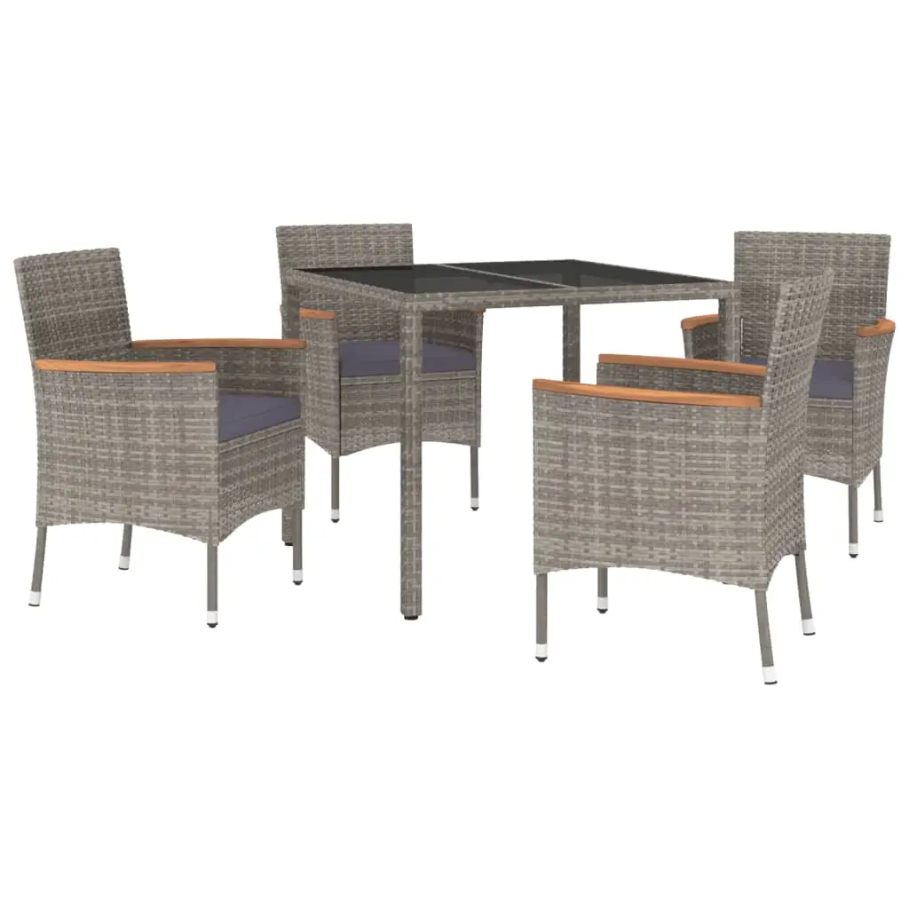 Ensemble de 5 pcs table de jardin avec chaises – mobilier de jardin coussins gris résine tressée-JU2479