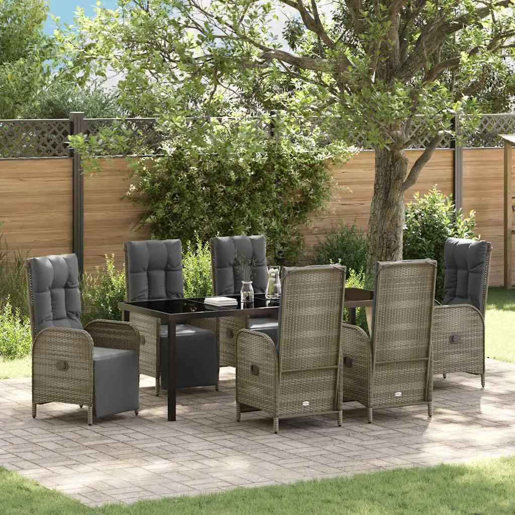 Ensemble de salle à manger pour jardin 7 pcs Gris polyrotin vidaXL 3380139