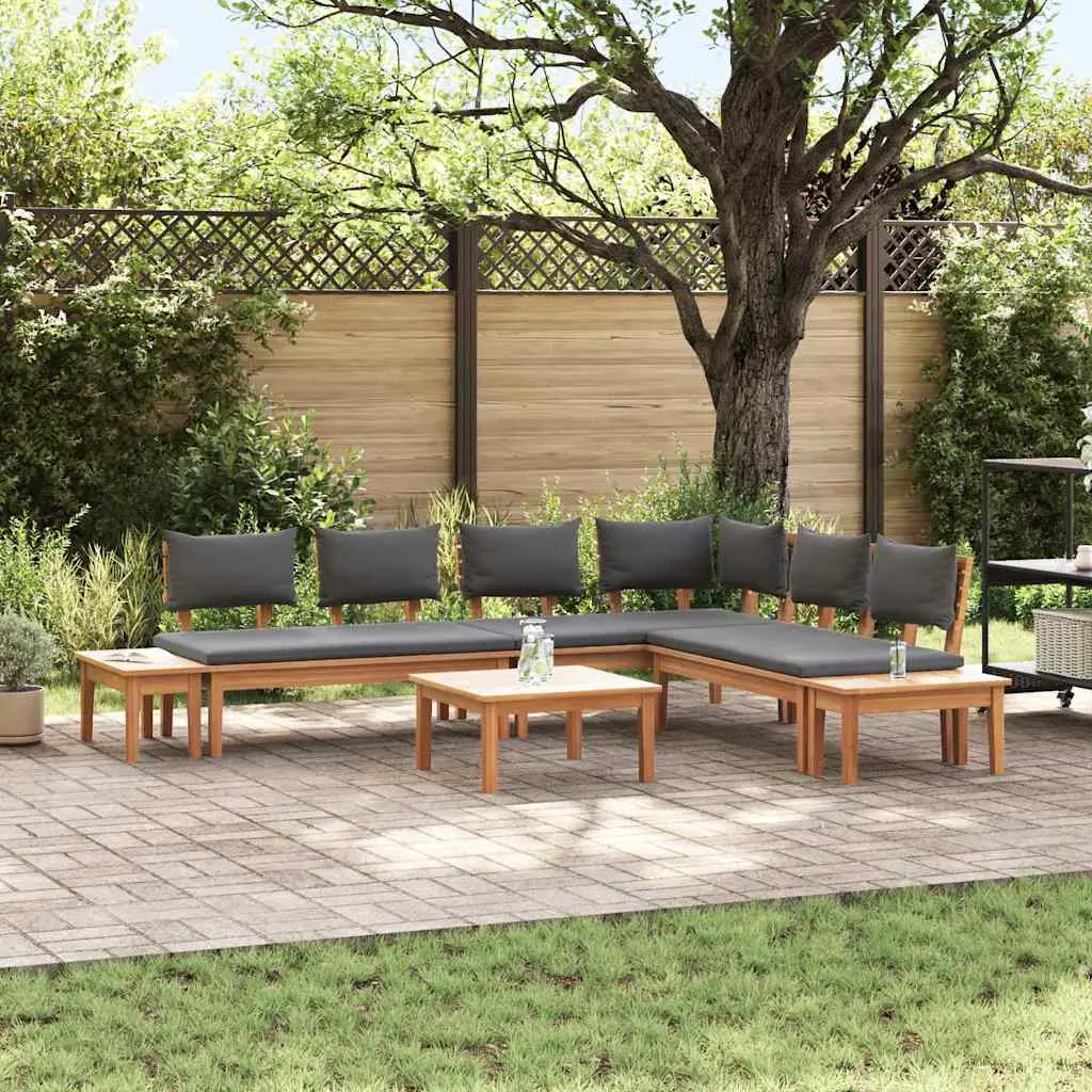 Ensemble de bancs de jardin 3 pièces en Polyrotin marron avec coussins confortables pour balcon Marron et Gris – ComfortXL Outdoor Living