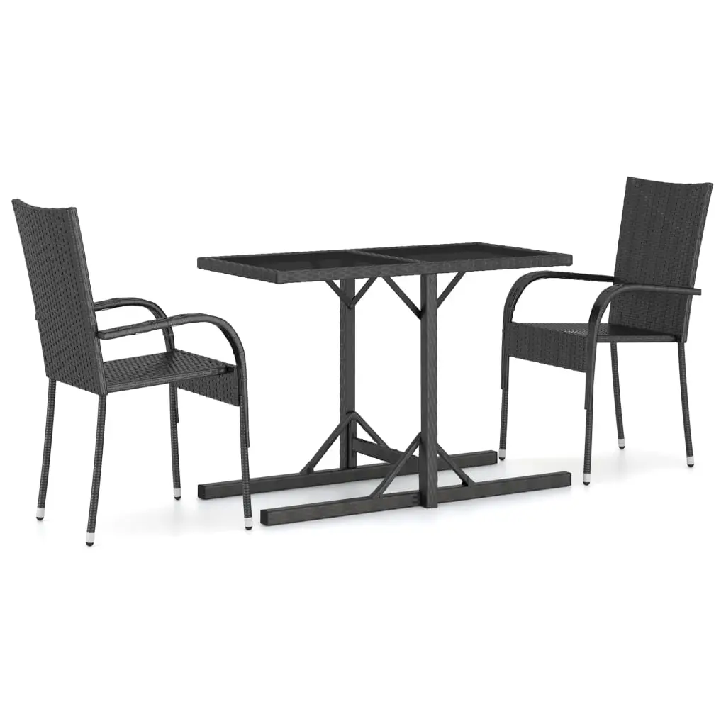 Ensemble de 3 pcs table de jardin avec chaises – mobilier de jardin Noir-JU3087