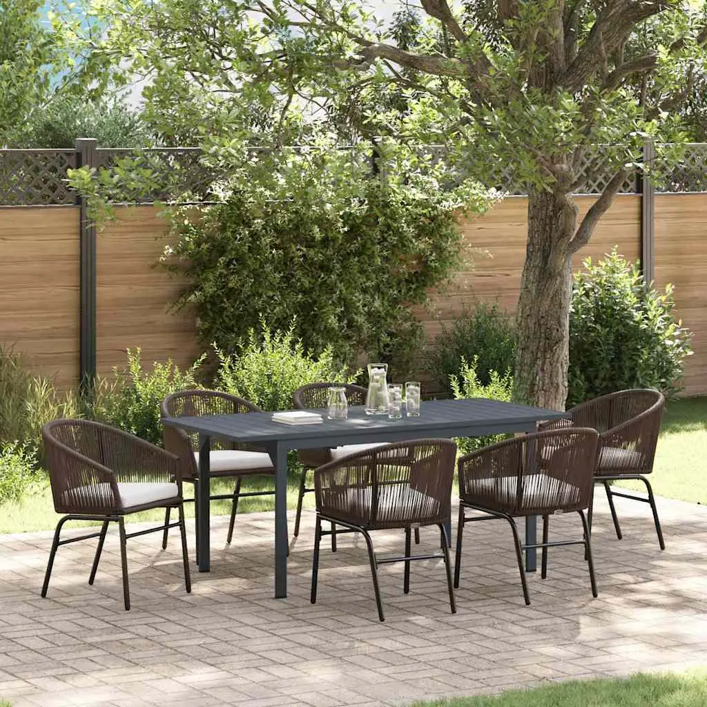 Ensemble de salle à manger pour jardin 7 pcs Marron polyrotin vidaXL 3378825