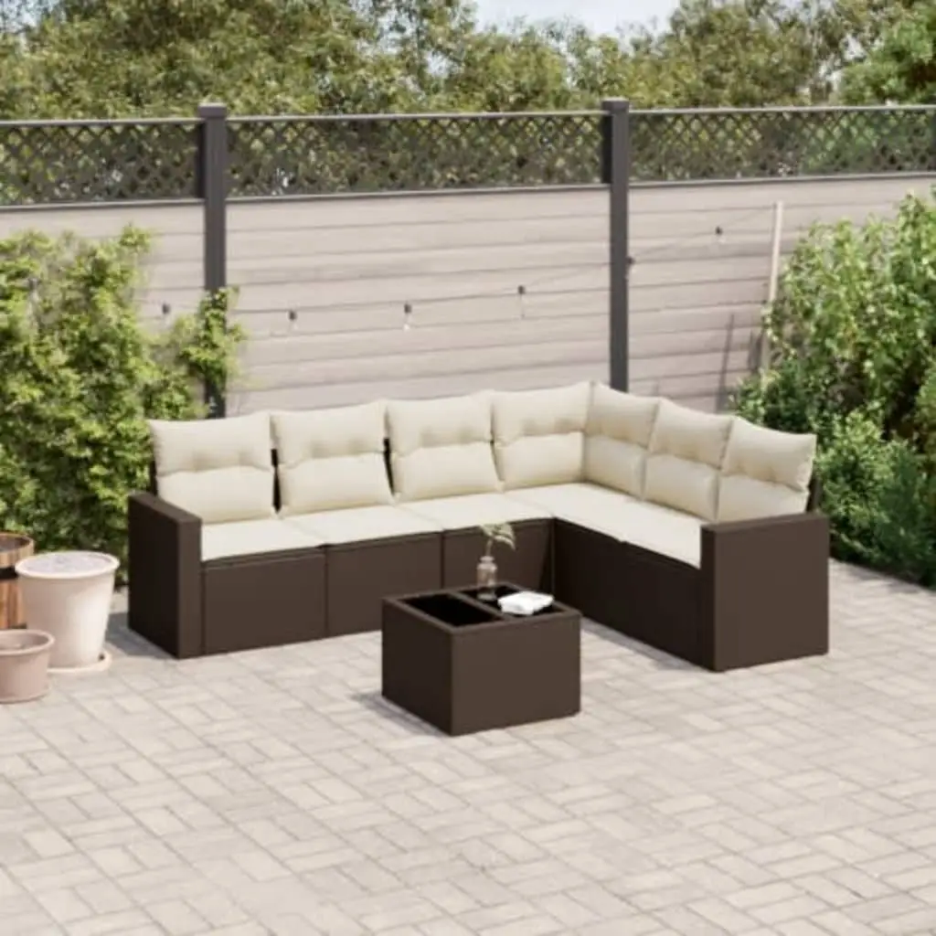 Ensemble d’Extérieur 7 Pièces Résine Tressée Marron avec Rangement et Table – ComfortXL Outdoor Living
