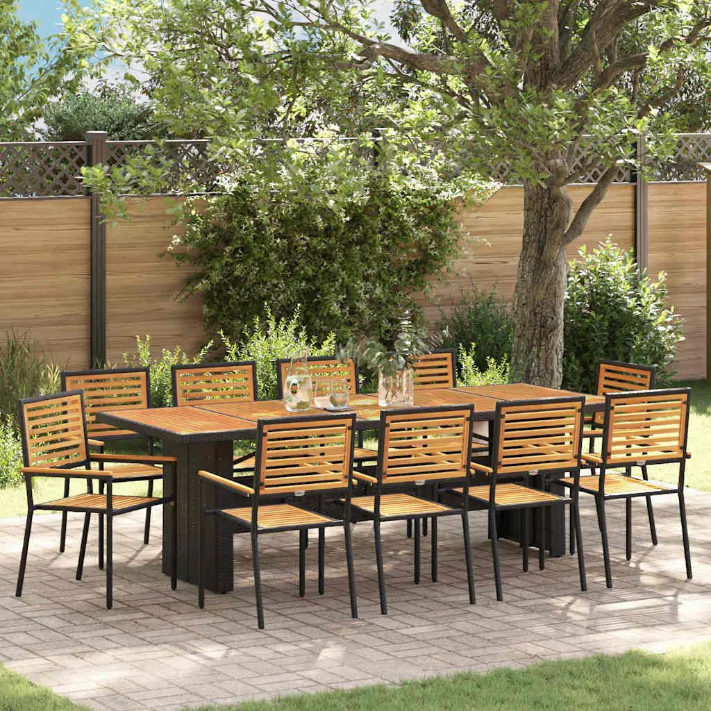Ensemble de salle à manger pour jardin 11 pcs Noir et Marron vidaXL 3365448