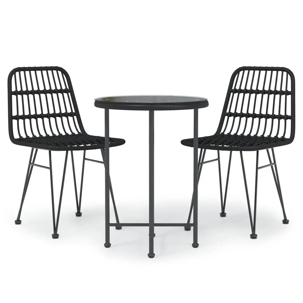 Ensemble de 3 pcs table de jardin avec chaises – mobilier de jardin Noir Résine tressée-JU2402