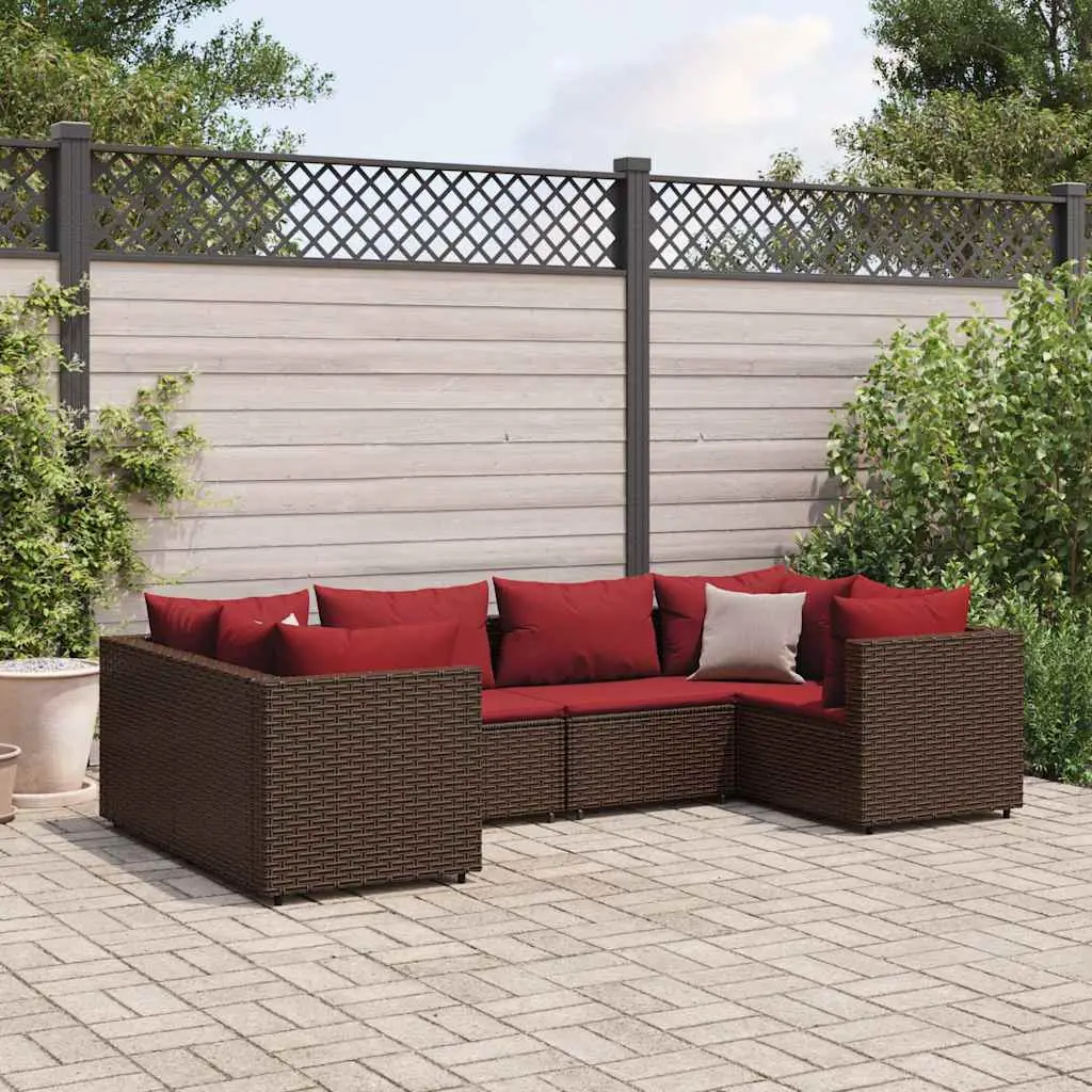 Ensemble canapés de jardin 6 places résine tressée modulable pour patio Marron – ComfortXL Outdoor Living