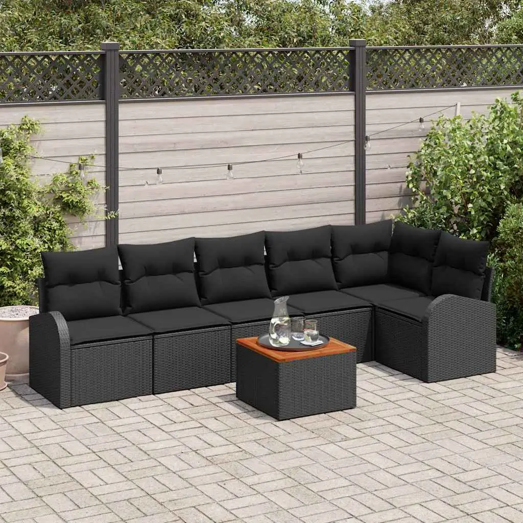 Ensemble de canapé de jardin avec stockage 7 pcs Noir polyrotin vidaXL 3356259