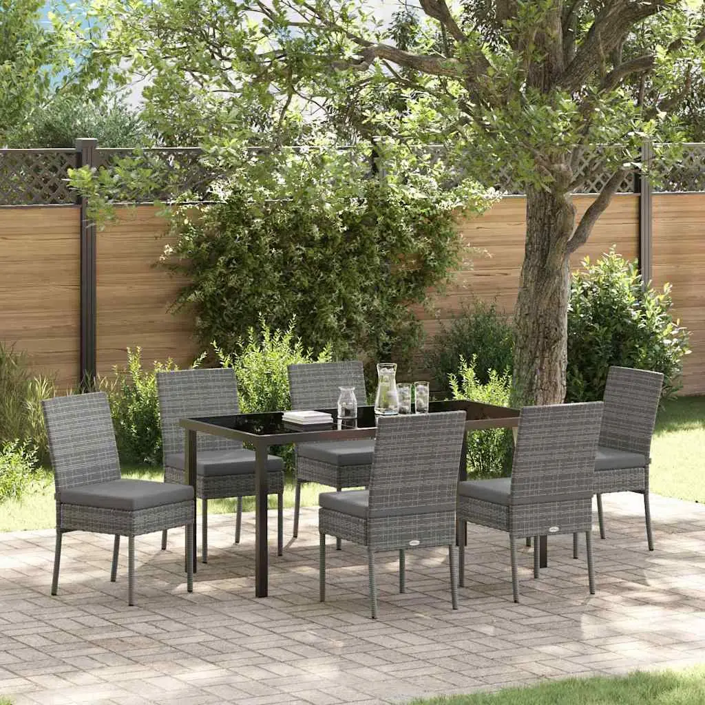 Ensemble de salle à manger pour jardin 7 pcs Gris vidaXL 3379216