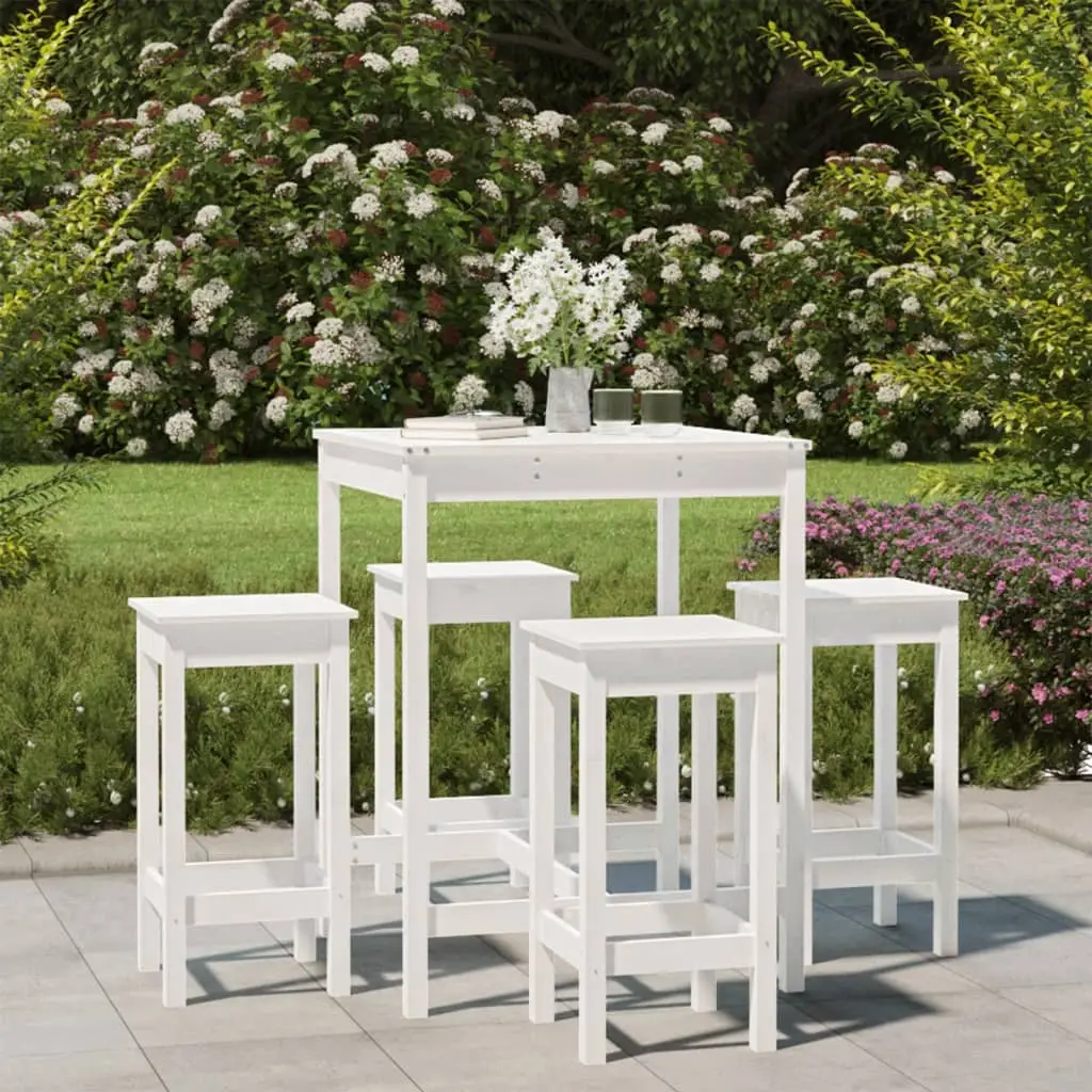 Ensemble de bar de jardin 5 pcs blanc bois massif de pin vidaXL 3154731