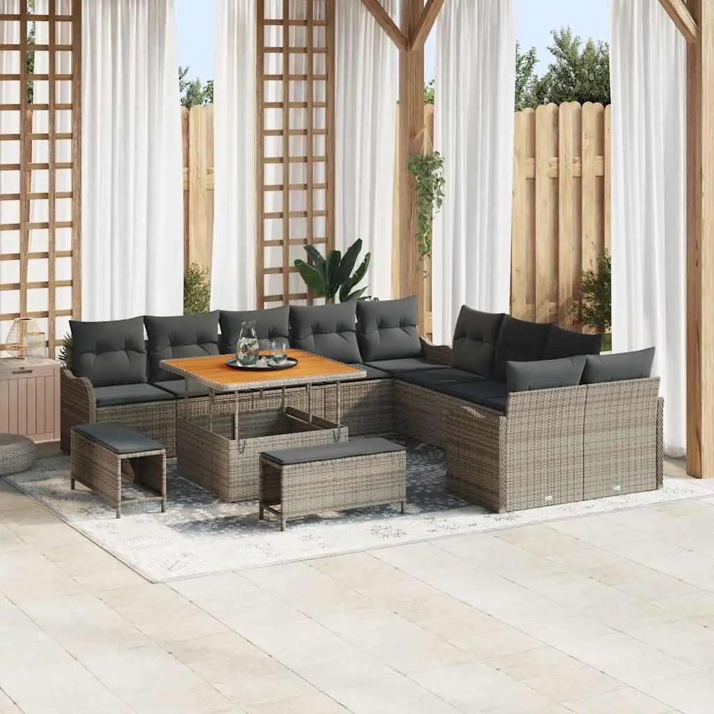 Ensemble canapé de jardin en bois d’acacia et polyrotin modulable Gris – ComfortXL Outdoor Living