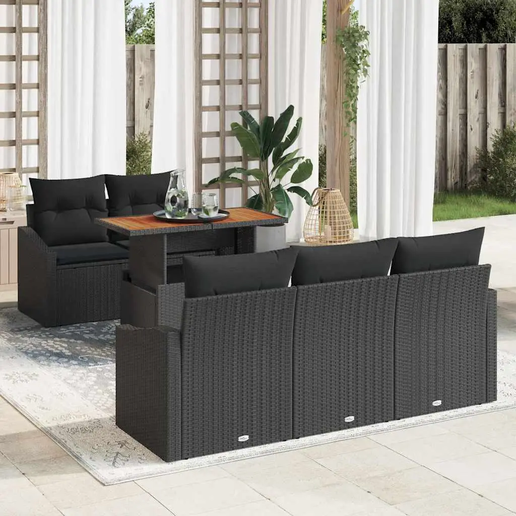 Ensemble de salle à manger pour jardin 6 pcs Noir et Marron vidaXL 3349778