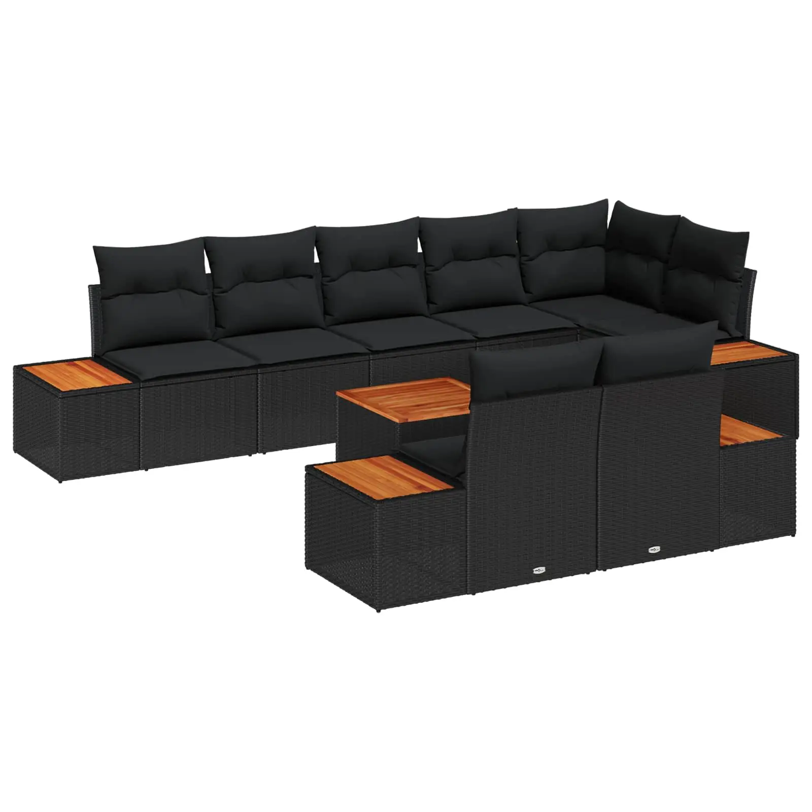 Ensemble de canapé de jardin avec coussin 9 pcs Noir Poly rotin vidaXL 3348114