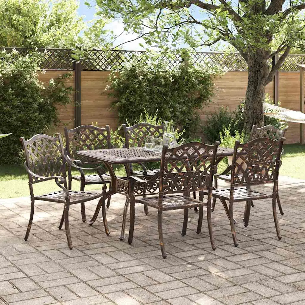 Ensemble de salle à manger pour jardin 7 pcs Bronze Aluminium vidaXL 3334656