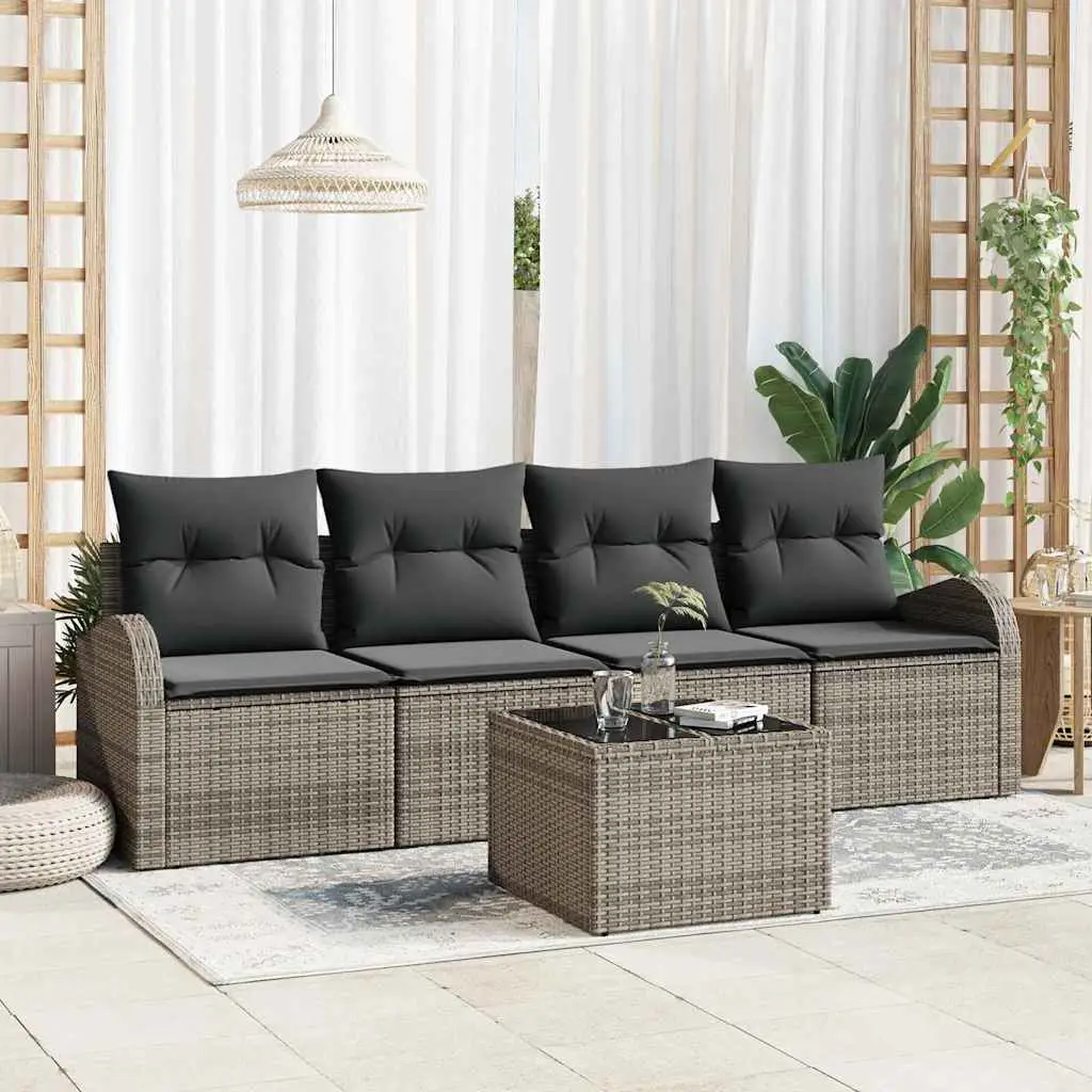 Ensemble de canapé de jardin Gris 55 x 55 x 37 cm polyrotin vidaXL 3345909