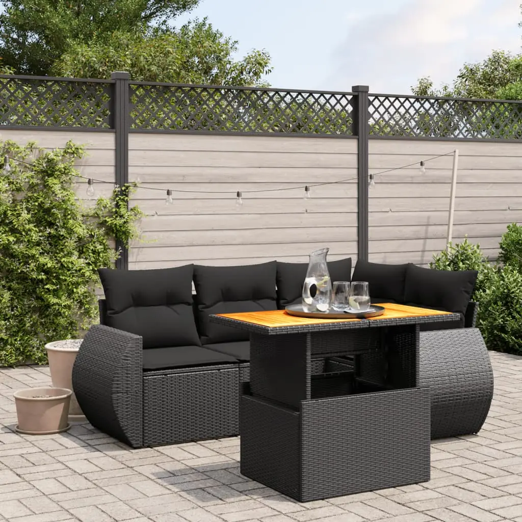 Ensemble de jardin compact 5 pcs résine tressée table ajustable balcon Noir – ComfortXL Outdoor Living
