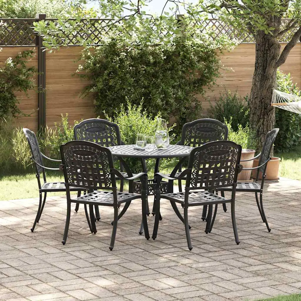 Ensemble de salle à manger pour jardin 7 pcs Noir Aluminium vidaXL 3334689