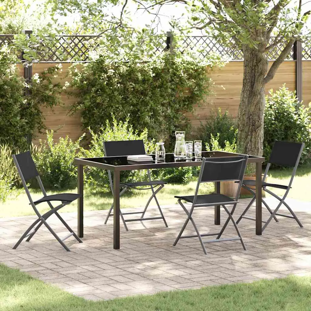 Ensemble de salle à manger pour jardin 5 pcs Noir vidaXL 3379376