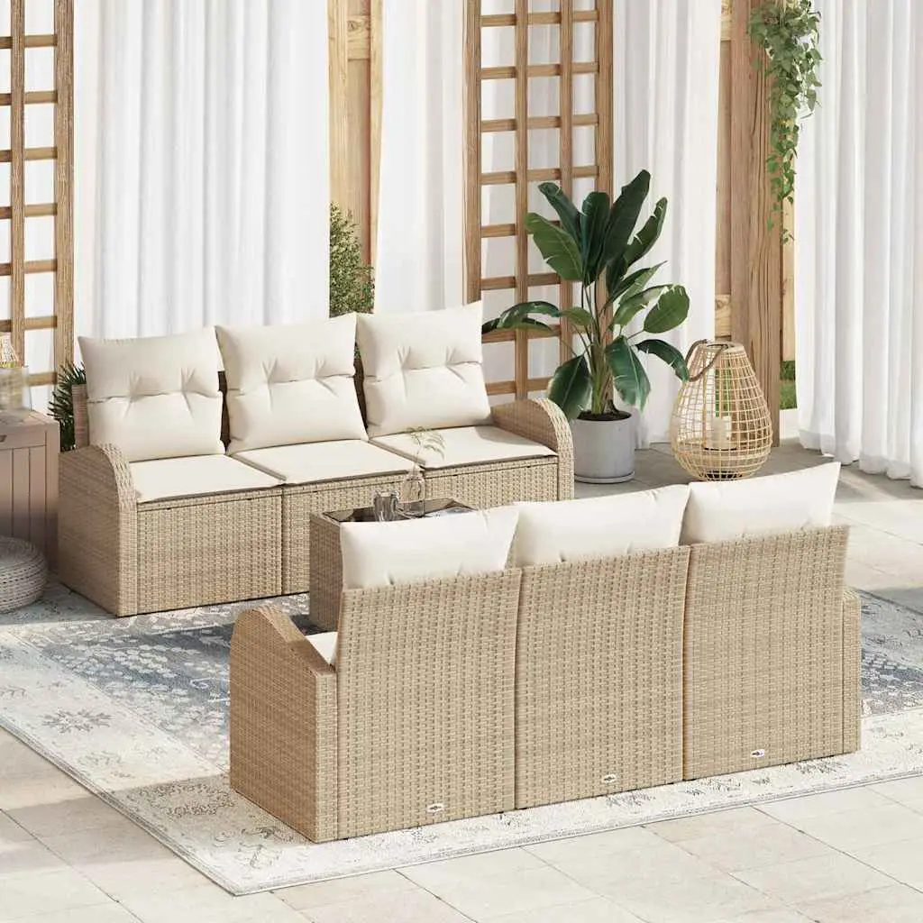 Ensemble de canapé de jardin Beige 55 x 55 x 37 cm polyrotin vidaXL 3345931