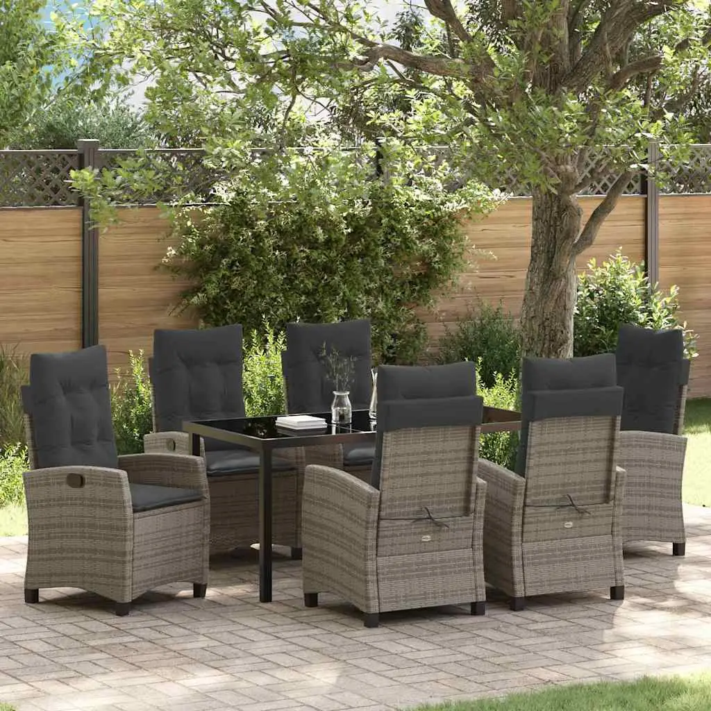 Ensemble de salle à manger pour jardin 7 pcs Gris polyrotin vidaXL 3380390