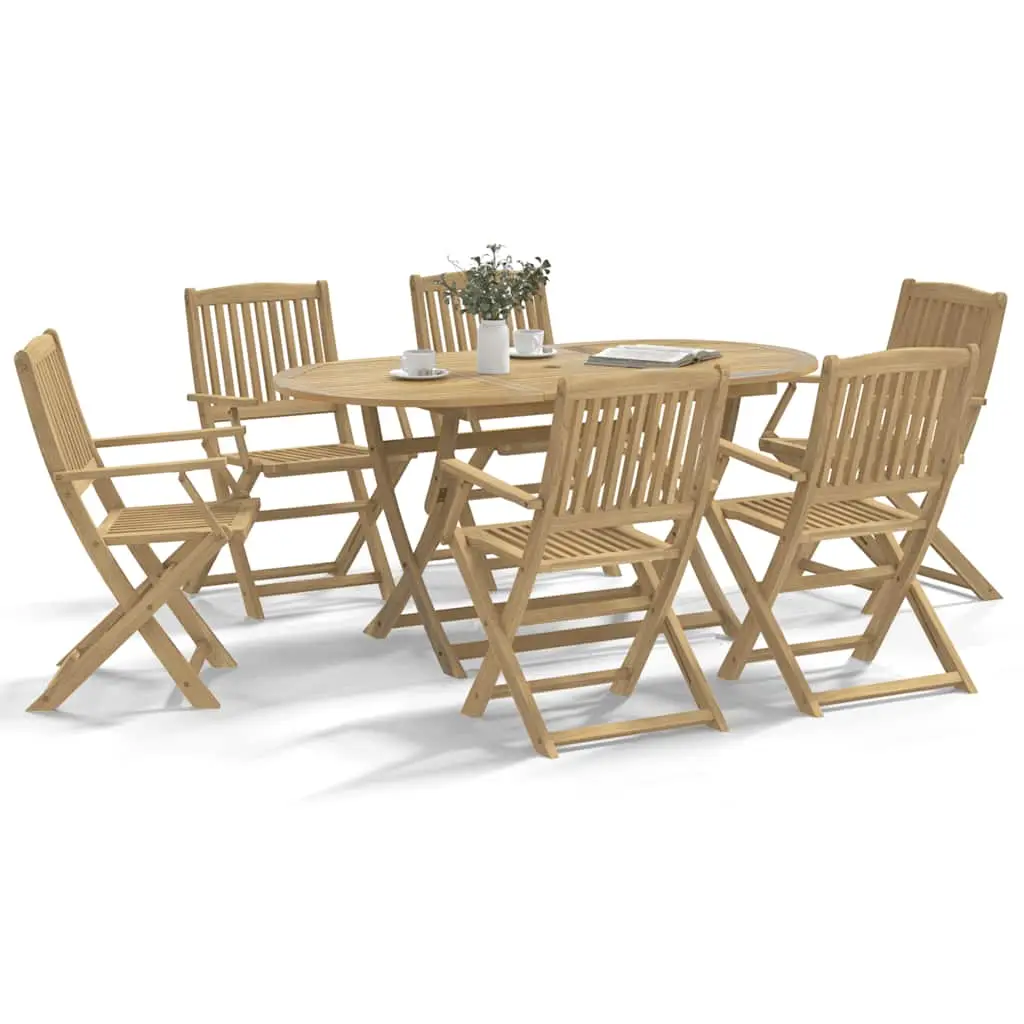 Ensemble de 6 Chaises d’Extérieur Pliantes en Bois d’Acacia avec Accoudoirs Brun Naturel – ComfortXL Outdoor Living