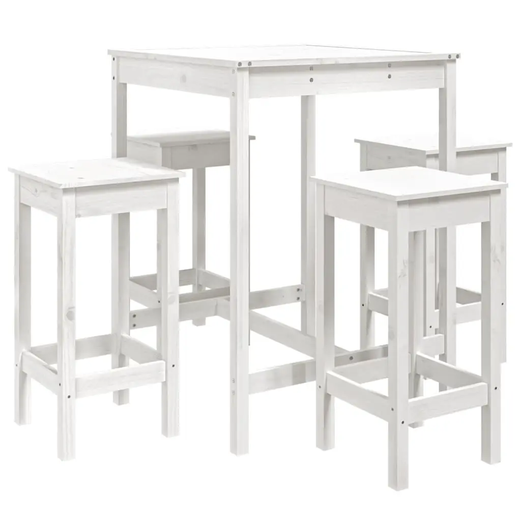 Ensemble de 5 pcs bar de jardin – Mobilier d’extérieur – Mobilier de jardin blanc bois massif de pin-JU2129