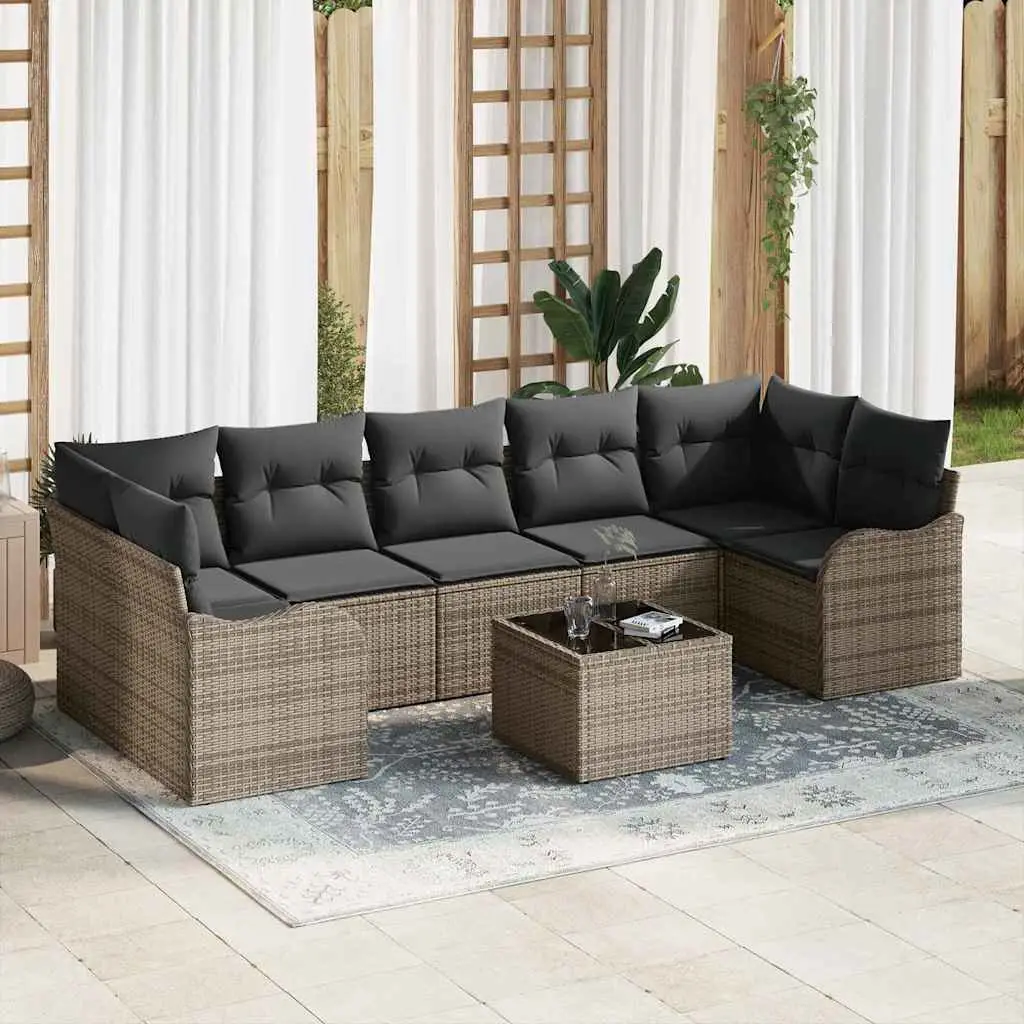 Ensemble de canapé de jardin Gris 55 x 55 x 37 cm polyrotin vidaXL 3345619