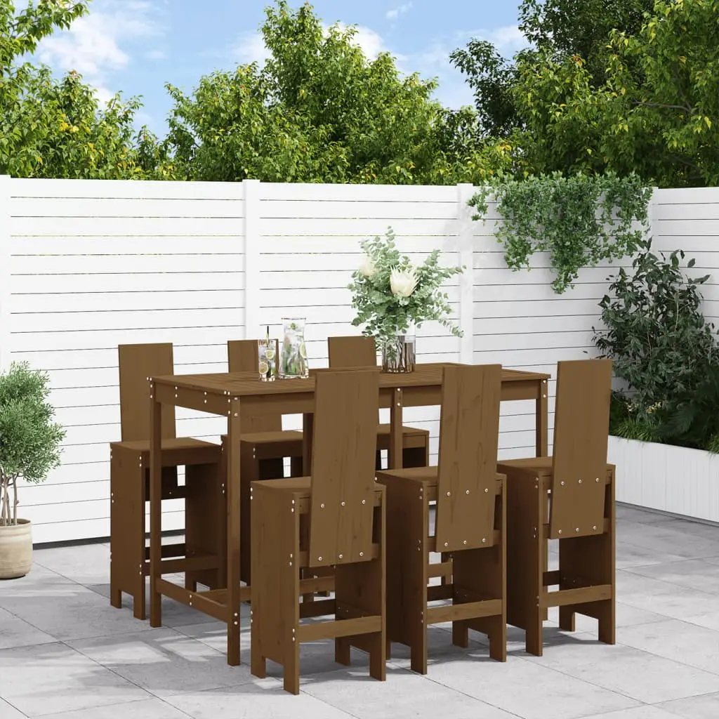 Ensemble de bar de jardin 7 pcs marron miel bois de pin massif vidaXL 3157784