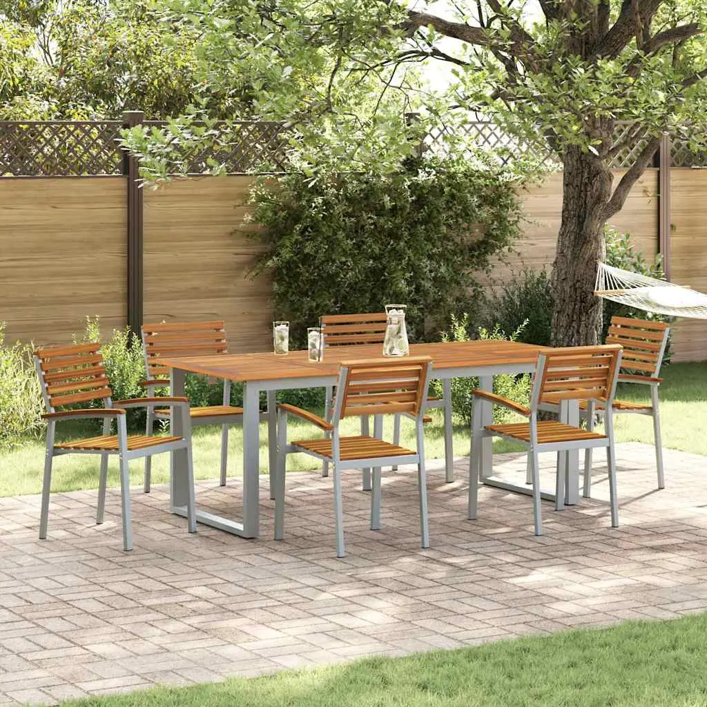 Ensemble de salle à manger pour jardin 7 pcs Gris vidaXL 3284349