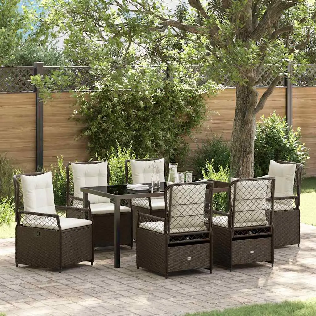 Ensemble de salle à manger pour jardin 7 pcs Marron polyrotin vidaXL 3380992