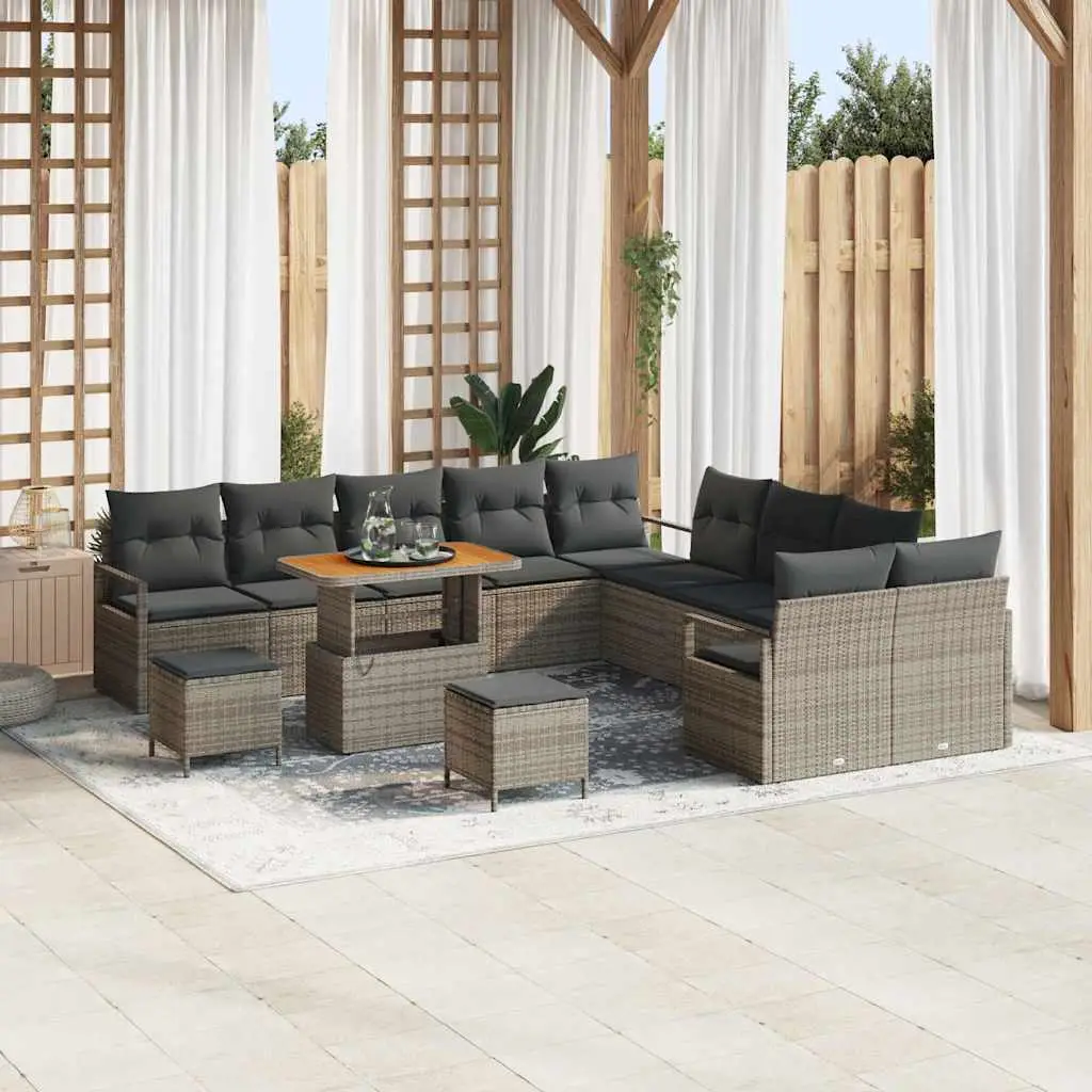 Ensemble de jardin modulable en résine tressée 13 éléments Gris – ComfortXL Outdoor Living