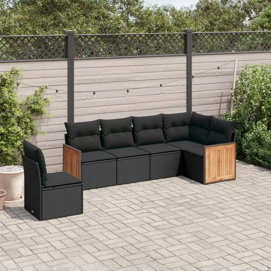 Ensemble de Jardin 6 Places Tout en Noir, Salon d’Extérieur Modulable en Poly Rotin Résistant aux UV – ComfortXL Outdoor Living