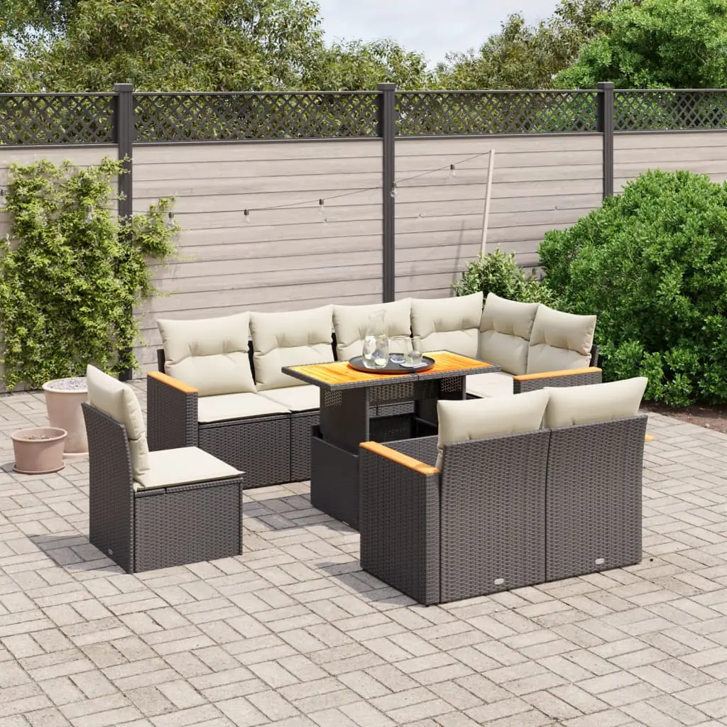 Ensemble de jardin 8 places résine tressée modulable avec table réglable Noir – ComfortXL Outdoor Living