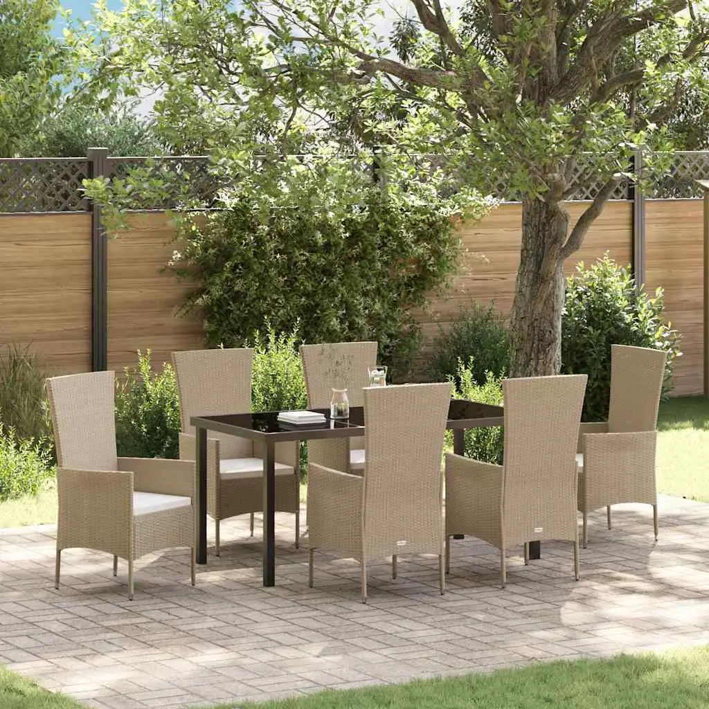 Ensemble de salle à manger pour jardin 7 pcs Beige polyrotin vidaXL 3379461 Beige