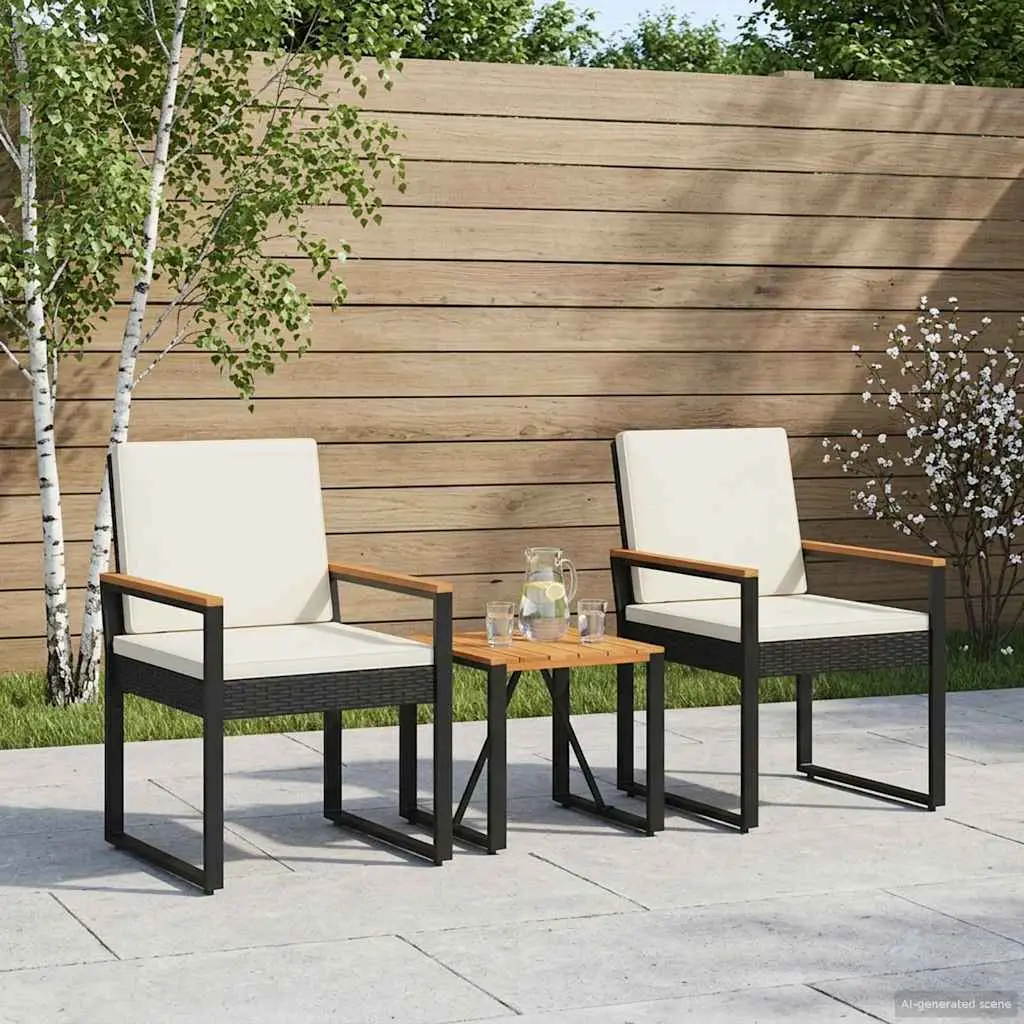 Ensemble de meubles d’extérieur 3 pcs Noir et blanc crème vidaXL 42025331