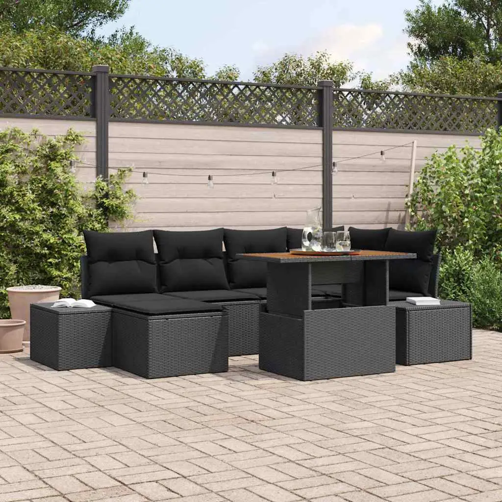 Ensemble de salle à manger pour jardin 7 pcs Noir et Marron vidaXL 3349988