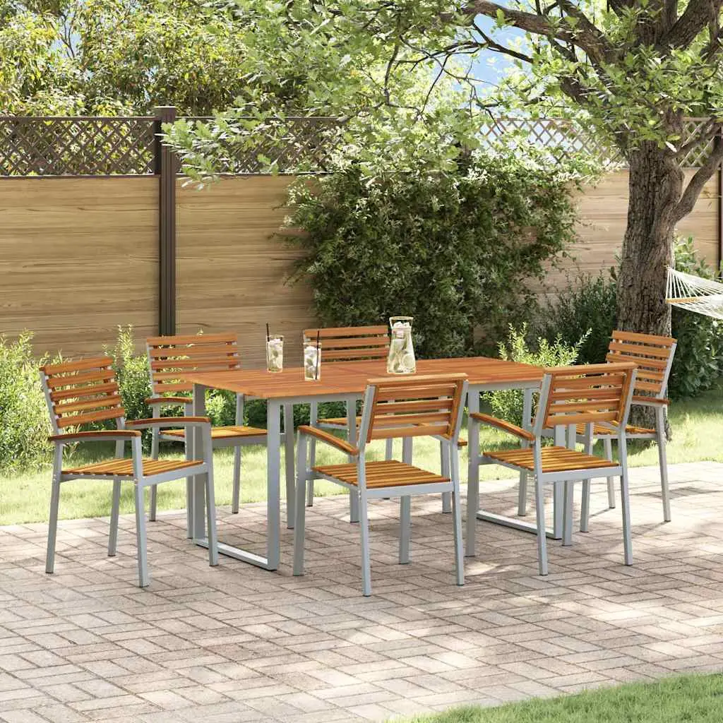Ensemble de salle à manger pour jardin 7 pcs Gris vidaXL 3284346