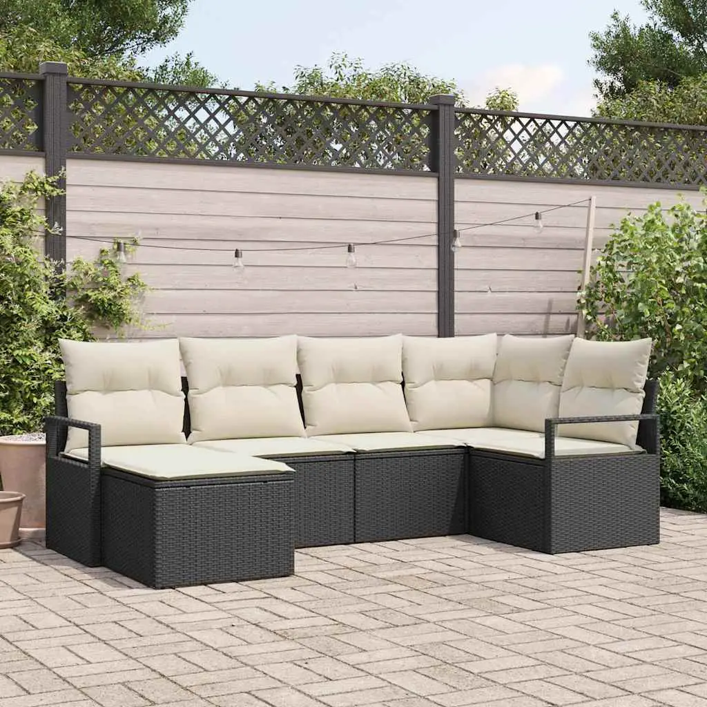 Ensemble de Canapés avec coussin 6 pcs Noir polyrotin vidaXL 3346447