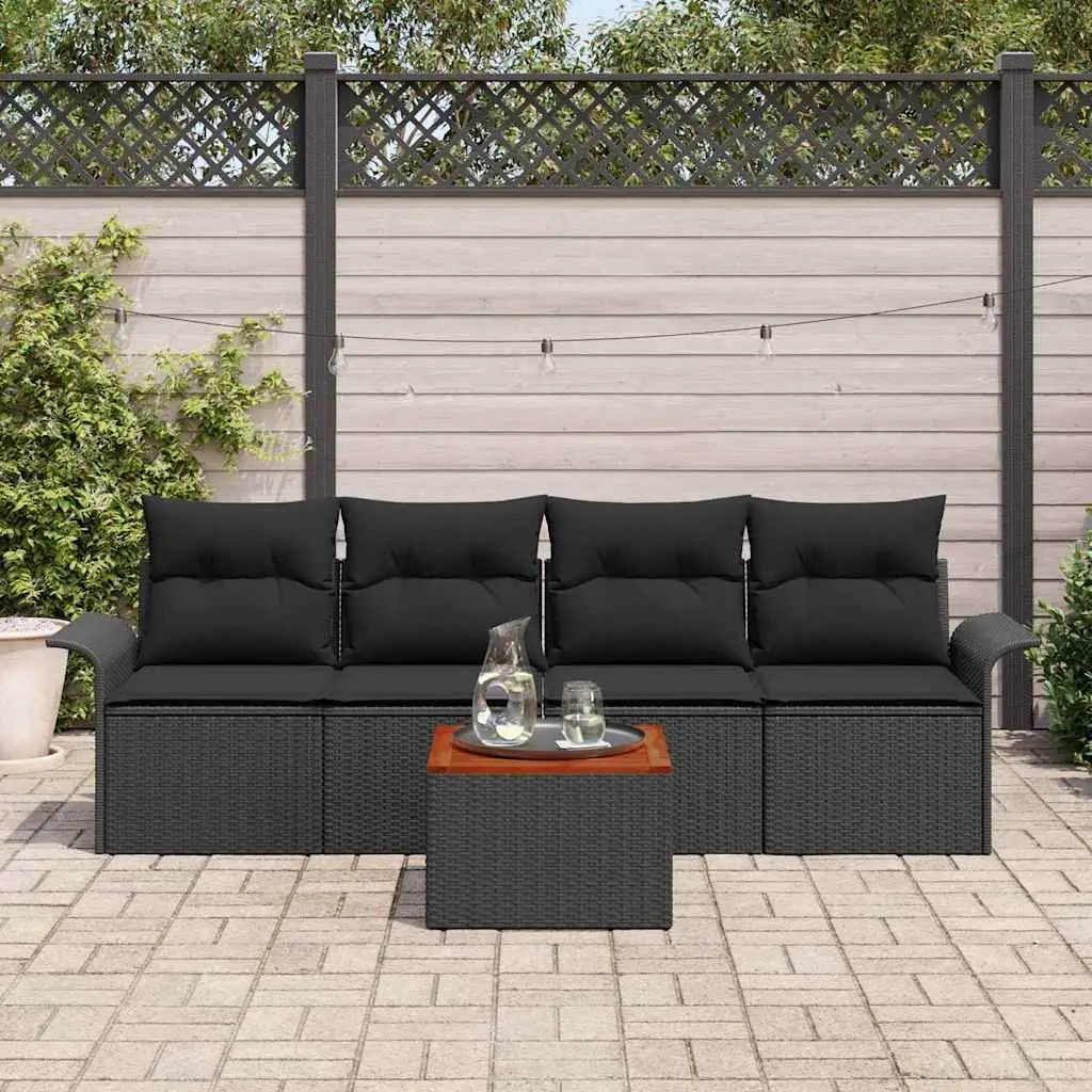 Ensemble de canapé de jardin avec stockage 5 pcs Noir polyrotin vidaXL 3355930
