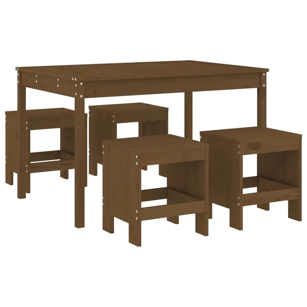 Ensemble de 5 pcs table de jardin avec chaises – mobilier de jardin marron miel bois pin massif-JU2628