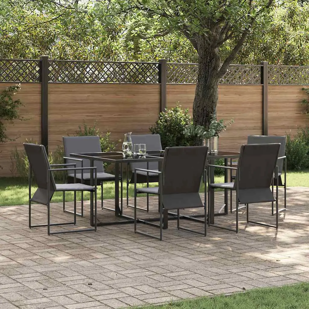 Ensemble de salle à manger pour jardin 7 pcs Noir Acier vidaXL 3335859