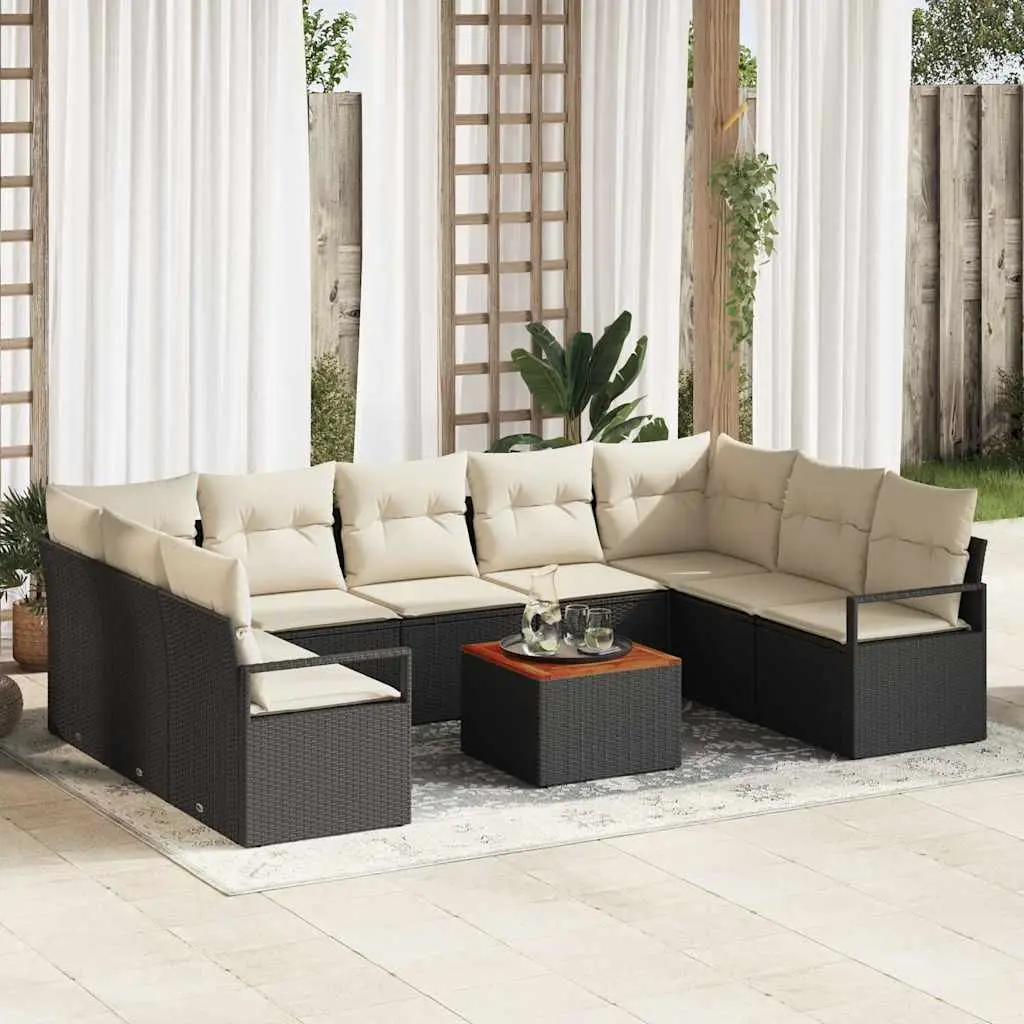 Ensemble de Jardin 9 Places en Résine Tressée à la Main, Canapé d’Angle Modulable et Table Basse – ComfortXL Outdoor Living