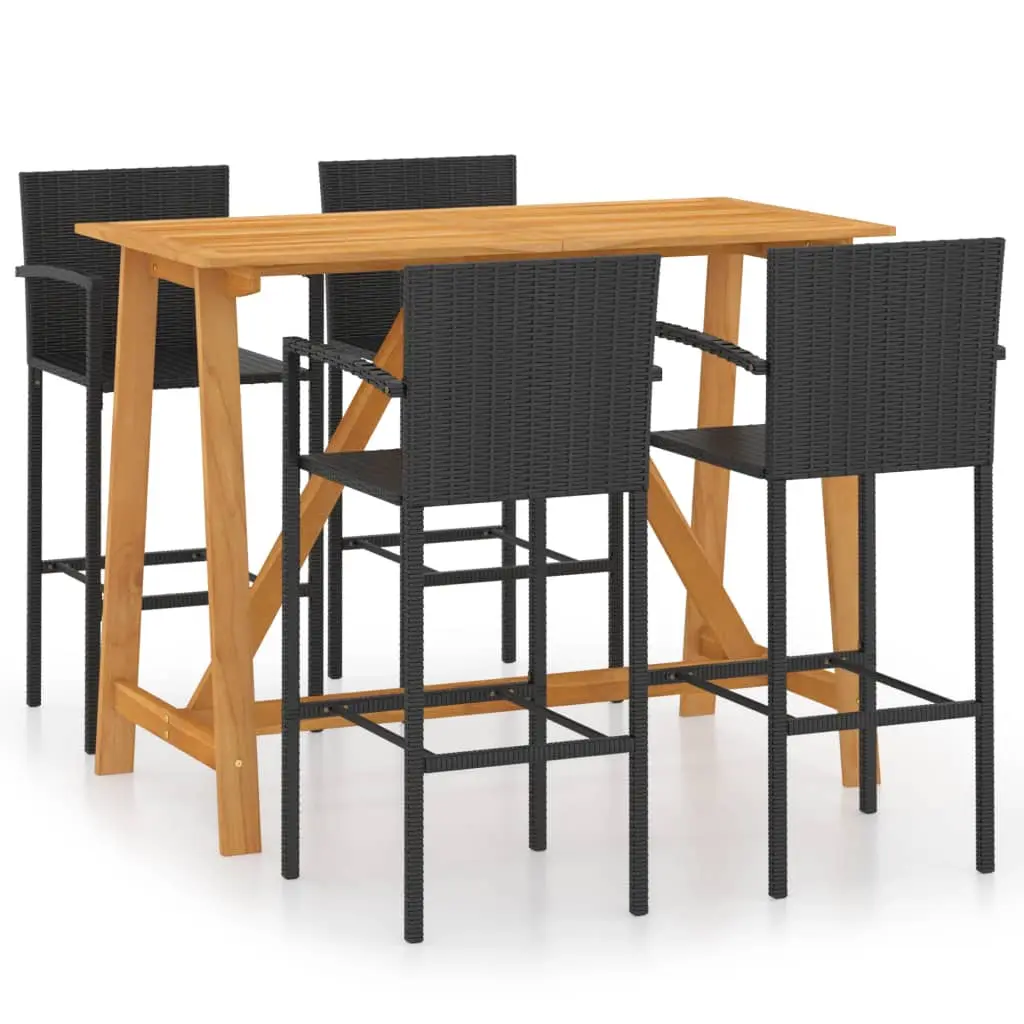 Ensemble de 5 pcs bar de jardin – Mobilier d’extérieur – Mobilier de jardin Noir-JU2018